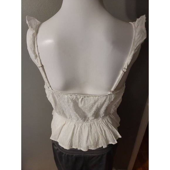 Sweet Wanderer White Peplum Sleeveless Semi Sheer Blouse Size M 100% Cotton - Picture 3 of 6